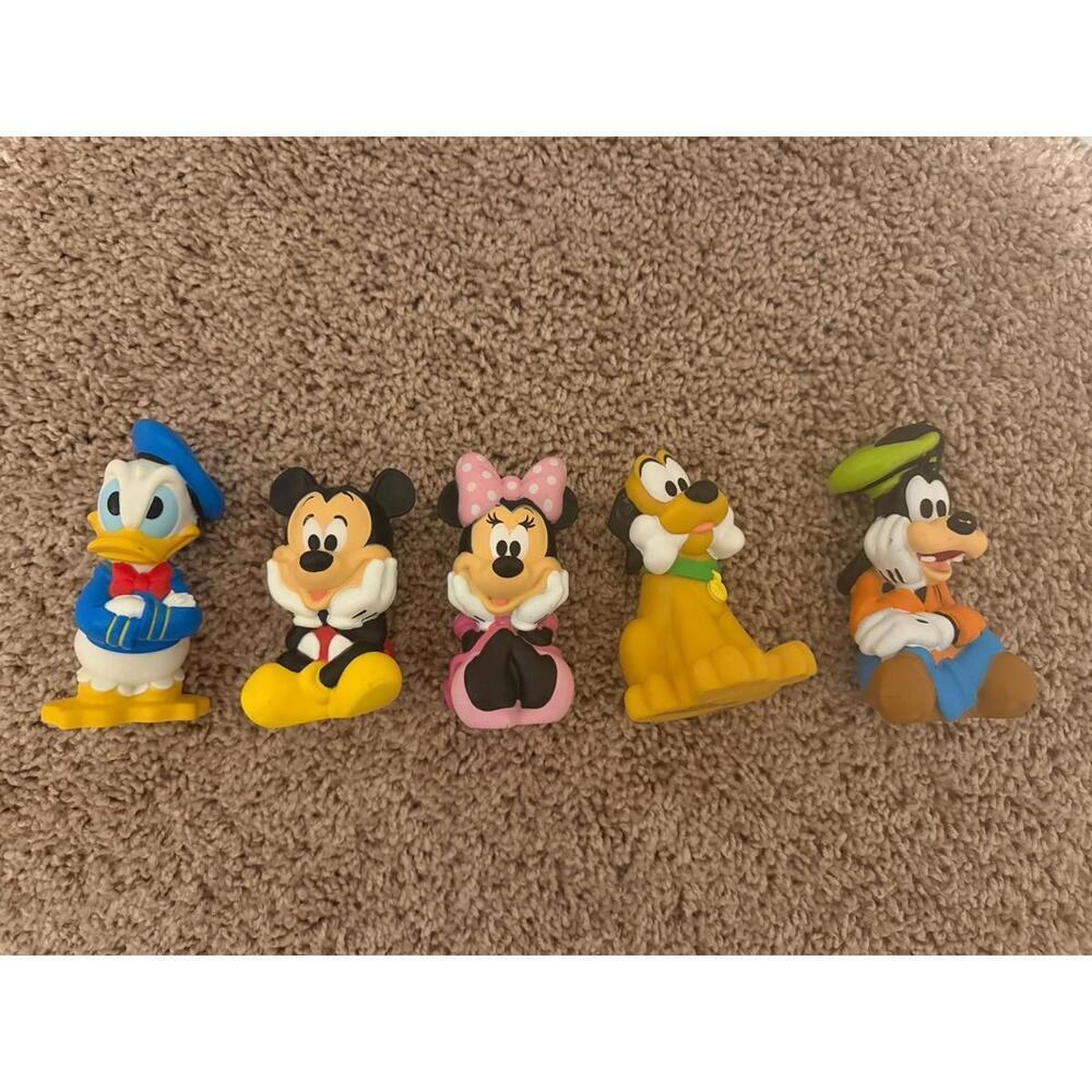 Disney Rubber Mickey Mouse And Friends Lot Of 5 Bath Toys Mickey Pluto Minnie